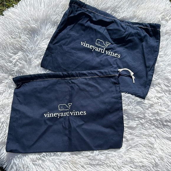 Vineyard Vines Set of 2 Navy Blue Drawstring Shoe Travel Bags 14”x10” - Picture 1 of 9